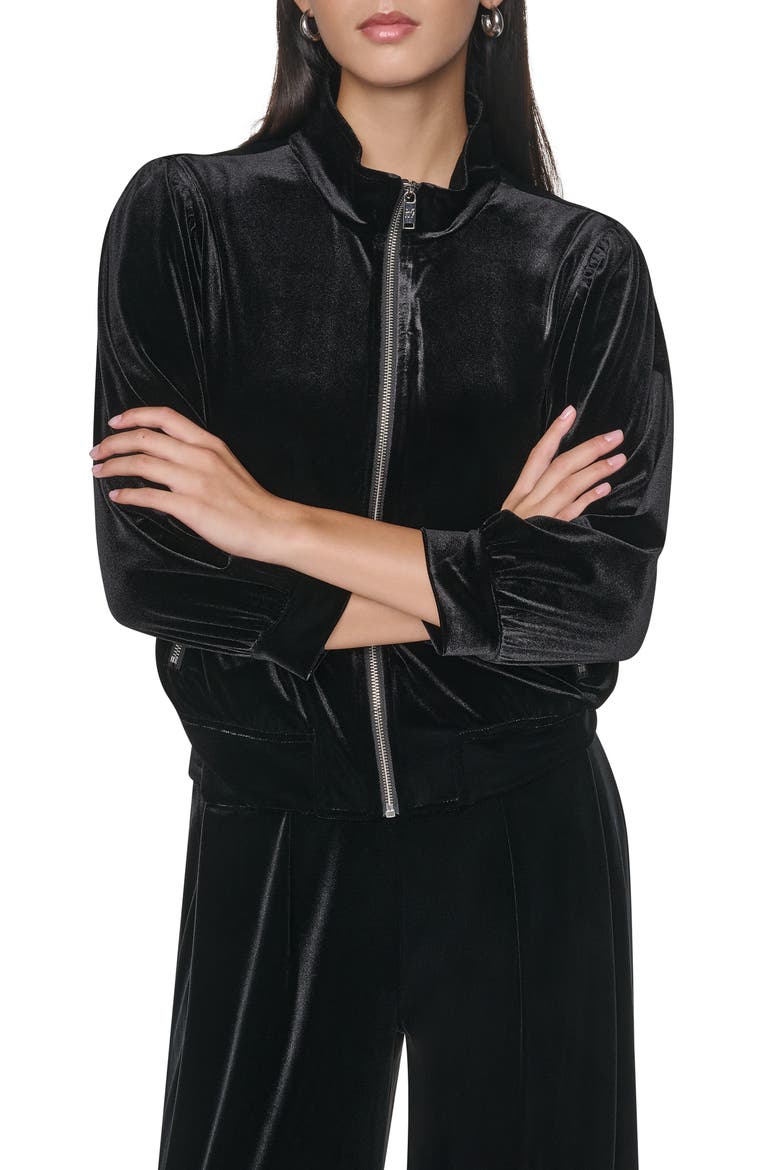 Stretch Velvet Jacket, Main, color, BLACK