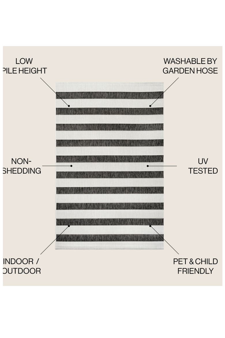 Aveiro Wide Stripe Indoor/Outdoor Area Rug, Alternate, color, Black/Cream