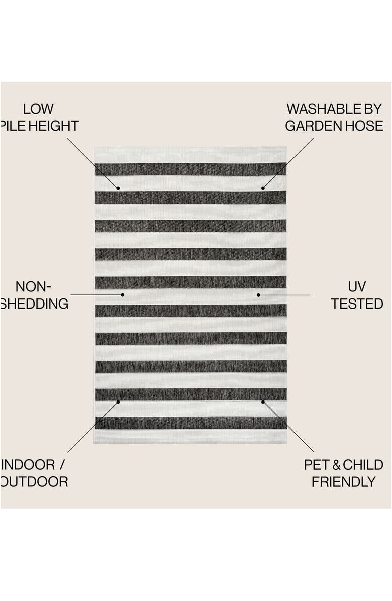 JONATHAN Y Aveiro Wide Stripe Indoor/Outdoor Area Rug, Alternate, color, Black/Cream