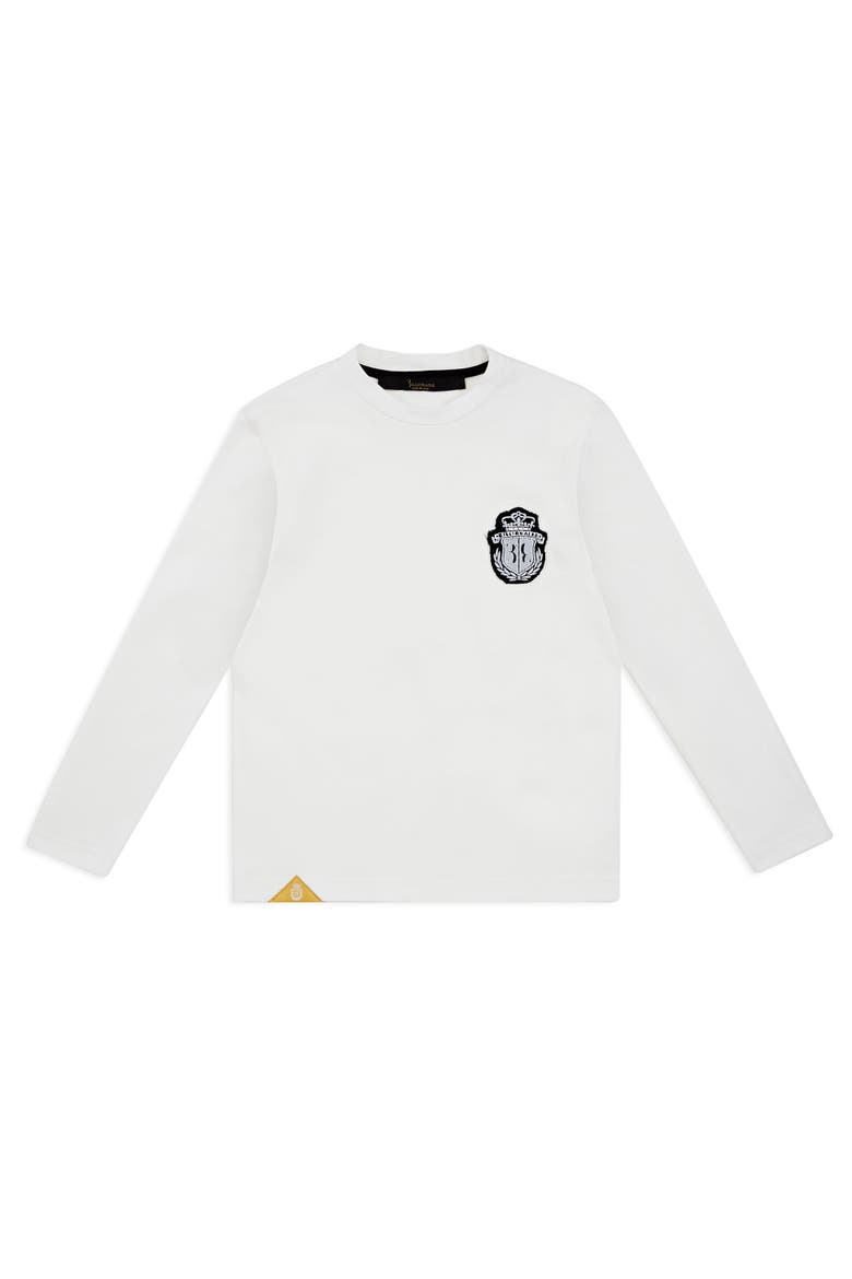 T-shirt Round Neck Ls Crest Boy, Main, color, white