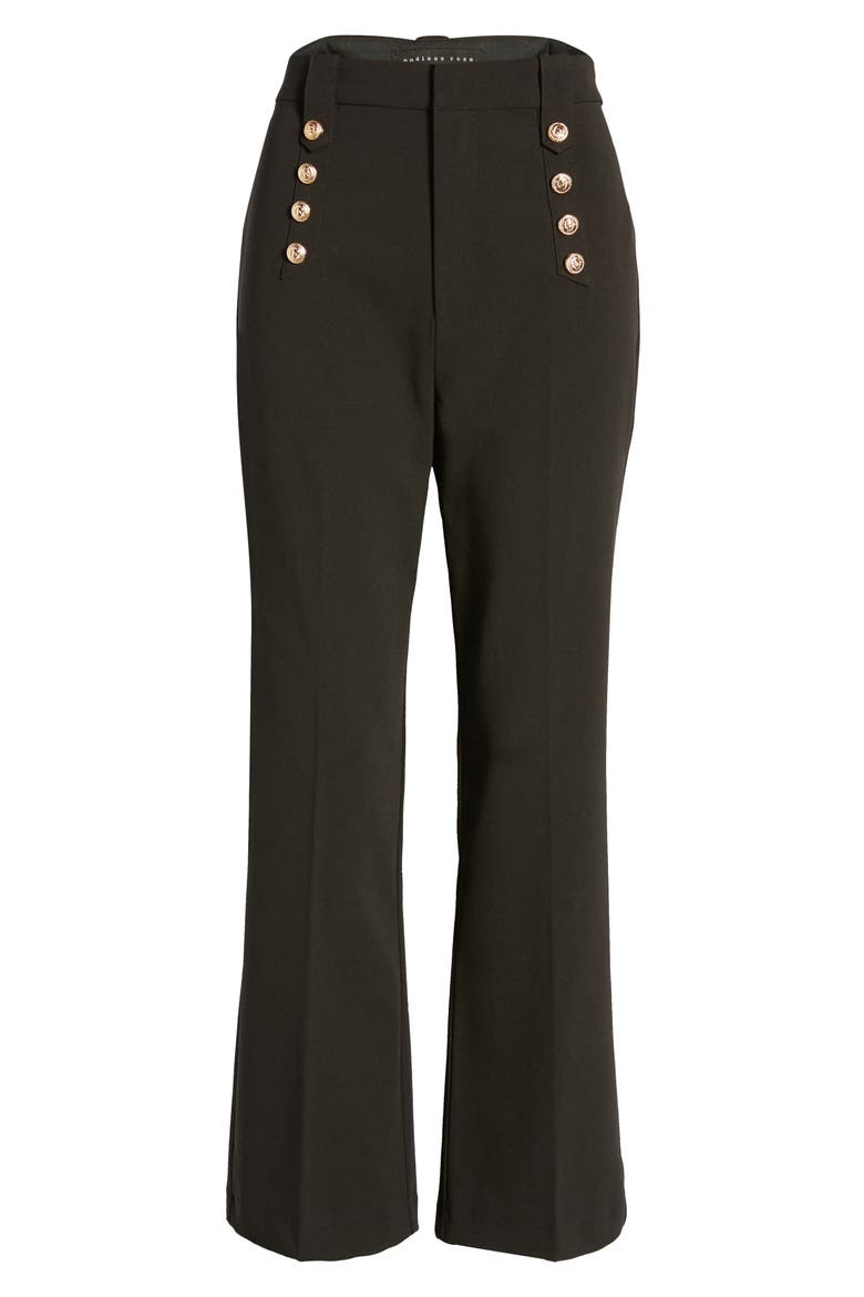Semi Flare Button Pants, Alternate, color, BLACK