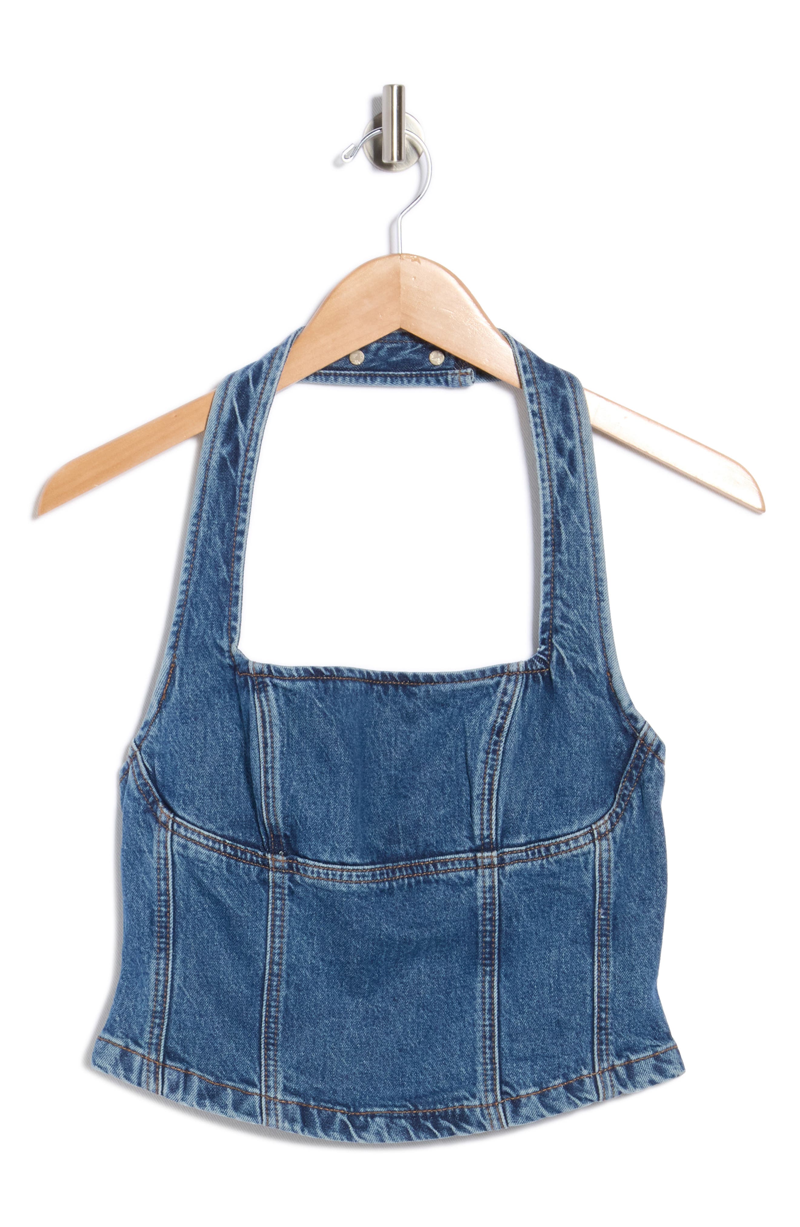 Reformation Lucina Denim Halter Top