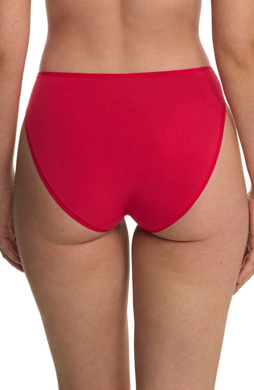 Natori Bliss Bare Cotton High Cut Briefs In Red