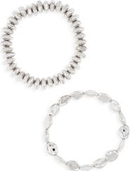 Open Edit Set of 2 Pebble & Disc Beaded Stretch Bracelets