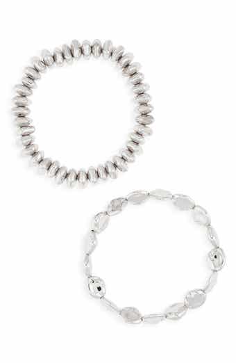Open Edit Set of 2 Pebble & Disc Beaded Stretch Bracelets