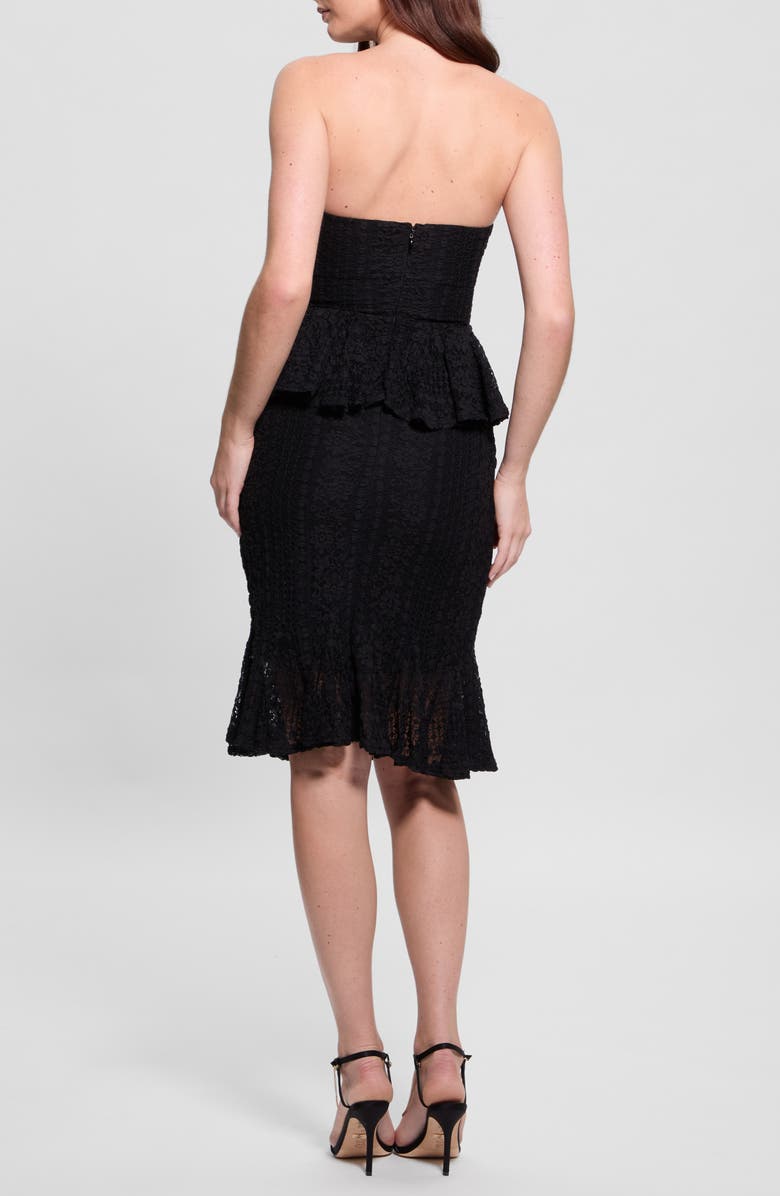 GUESS Strapless Harley Ruffle Dress, Alternate, color, Jet Black