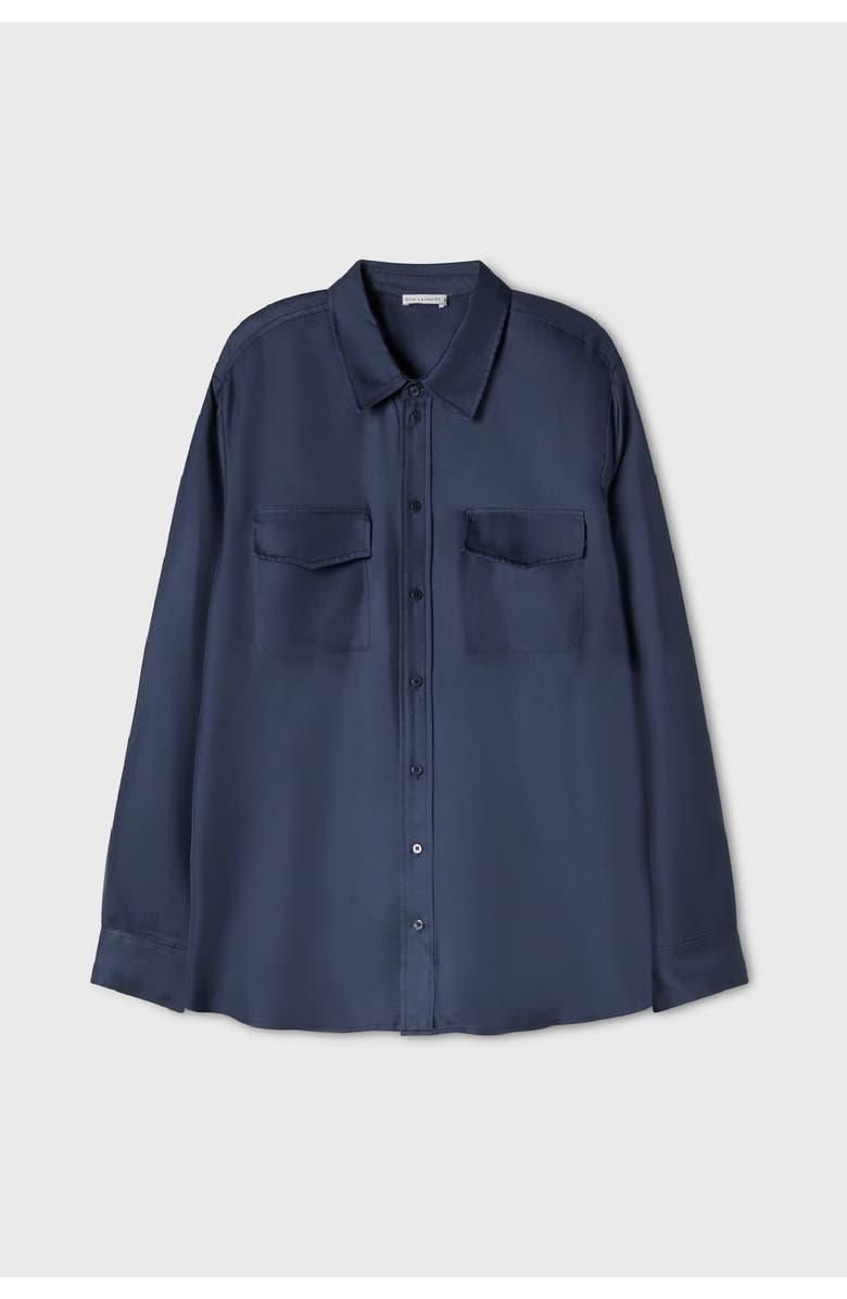 SILK LAUNDRY TWILL BOYFRIEND SHIRT MIDNIGHT, Alternate, color, 