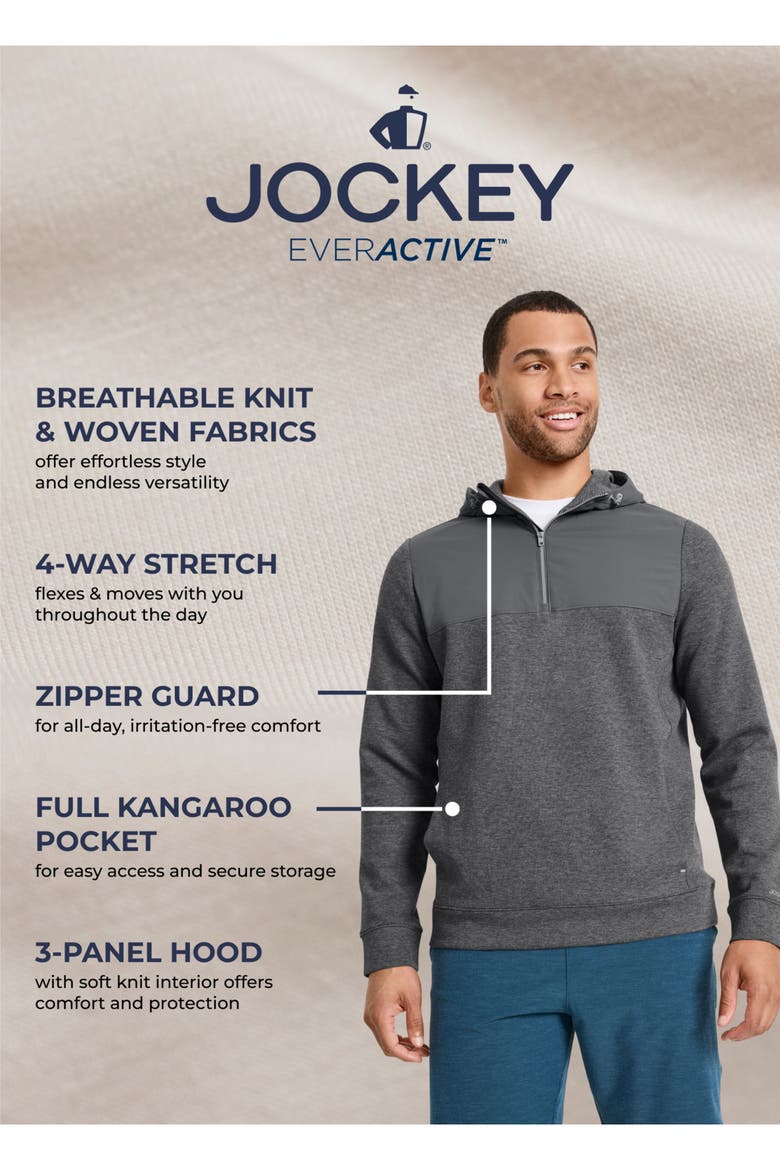 Mens EverActive Mixed Media 1/2 Zip Hoodie, Alternate, color, Grey Heather