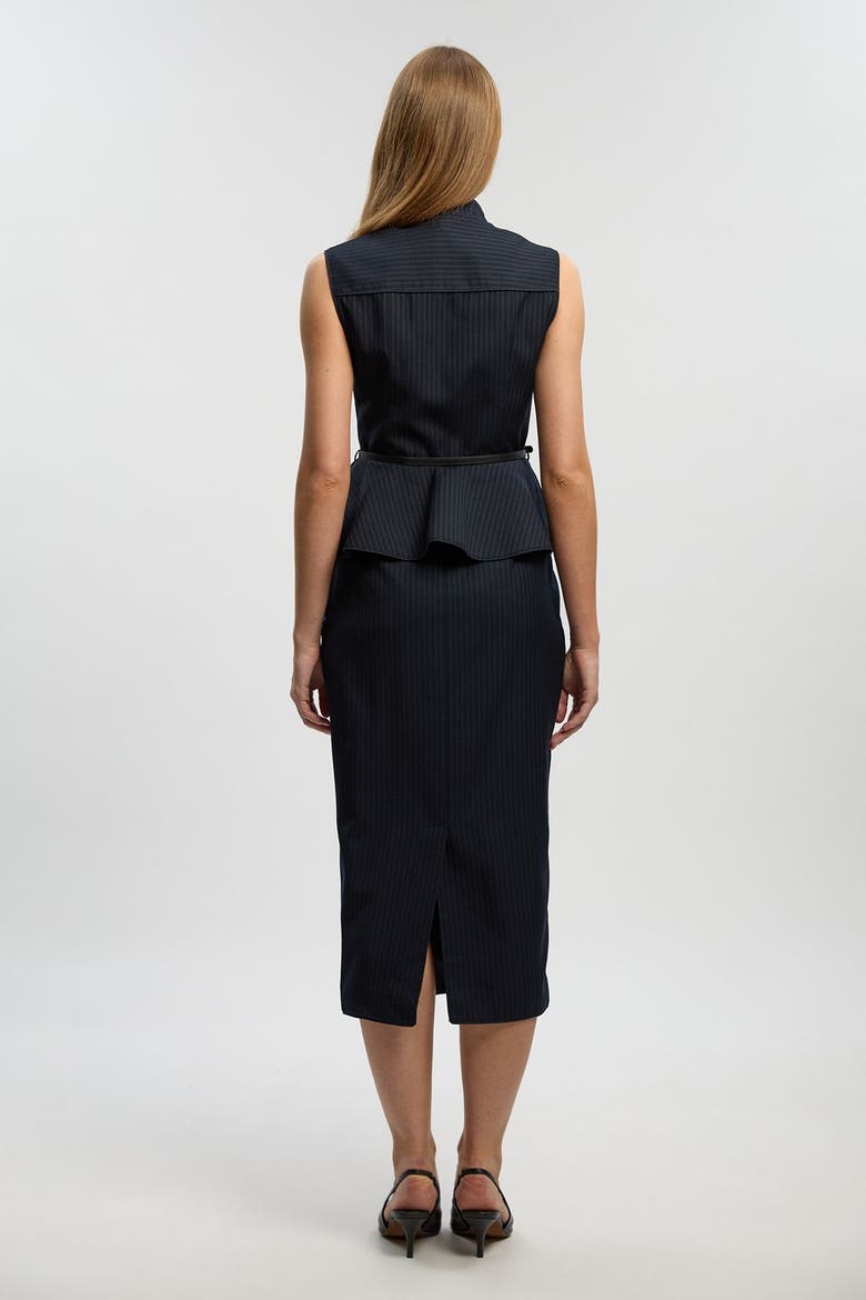 Sleeveless Peplum Midi Dress, Alternate, color, Black