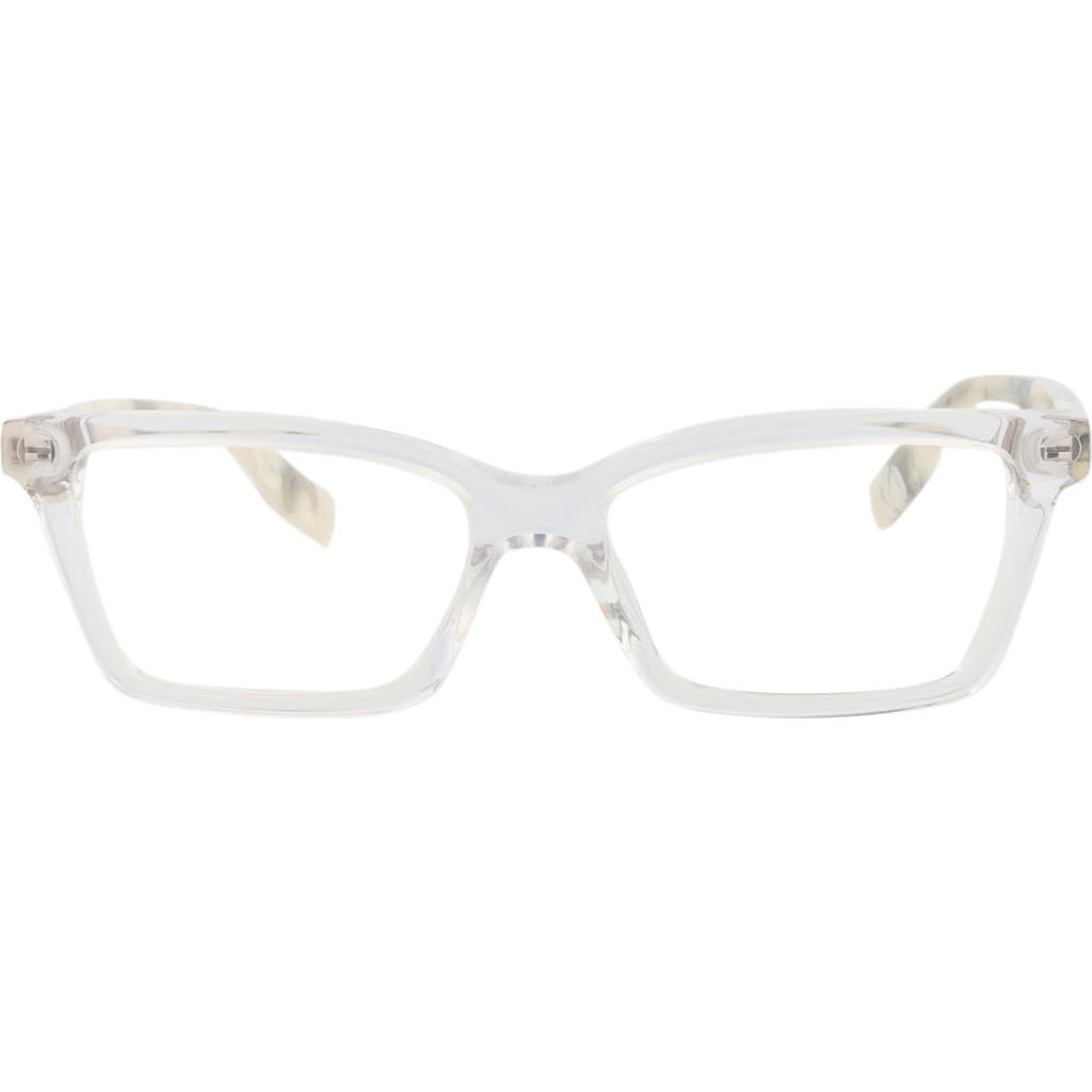 Alexander Mcqueen Mcqueen 51mm Rectangular Optical Glasses In Crystal White Transparent