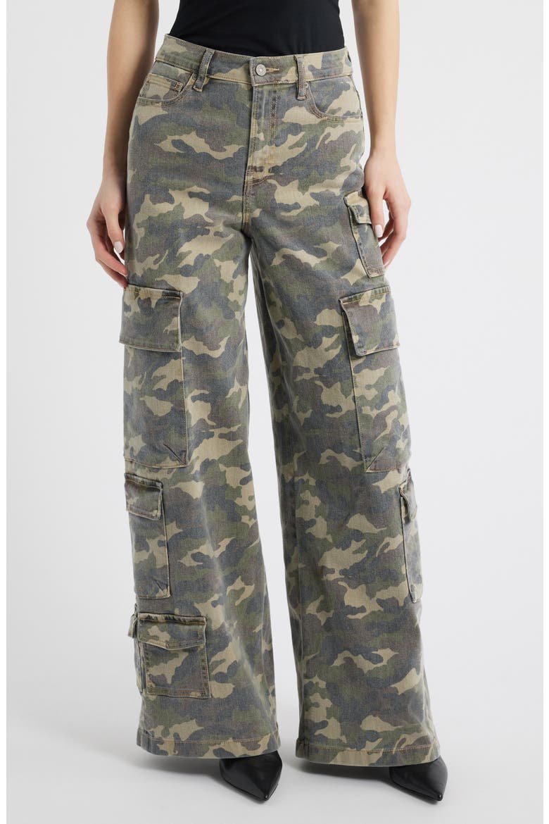 Camo Wide Leg Cargo Pants, Main, color, OLIVE