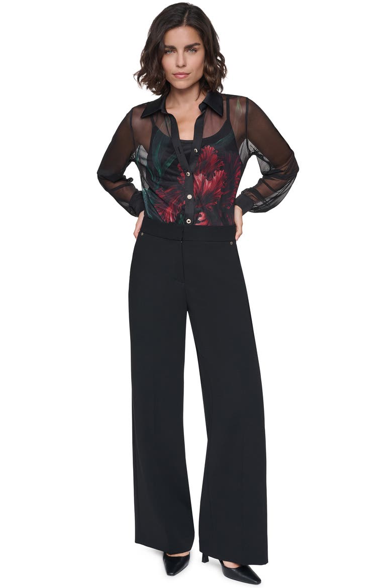 Floral Printed Mesh Shirt, Alternate, color, BLACK/ ADMIRAL RED MULTI