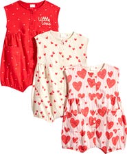 NEXT 3-Pack Cotton Heart Rompers