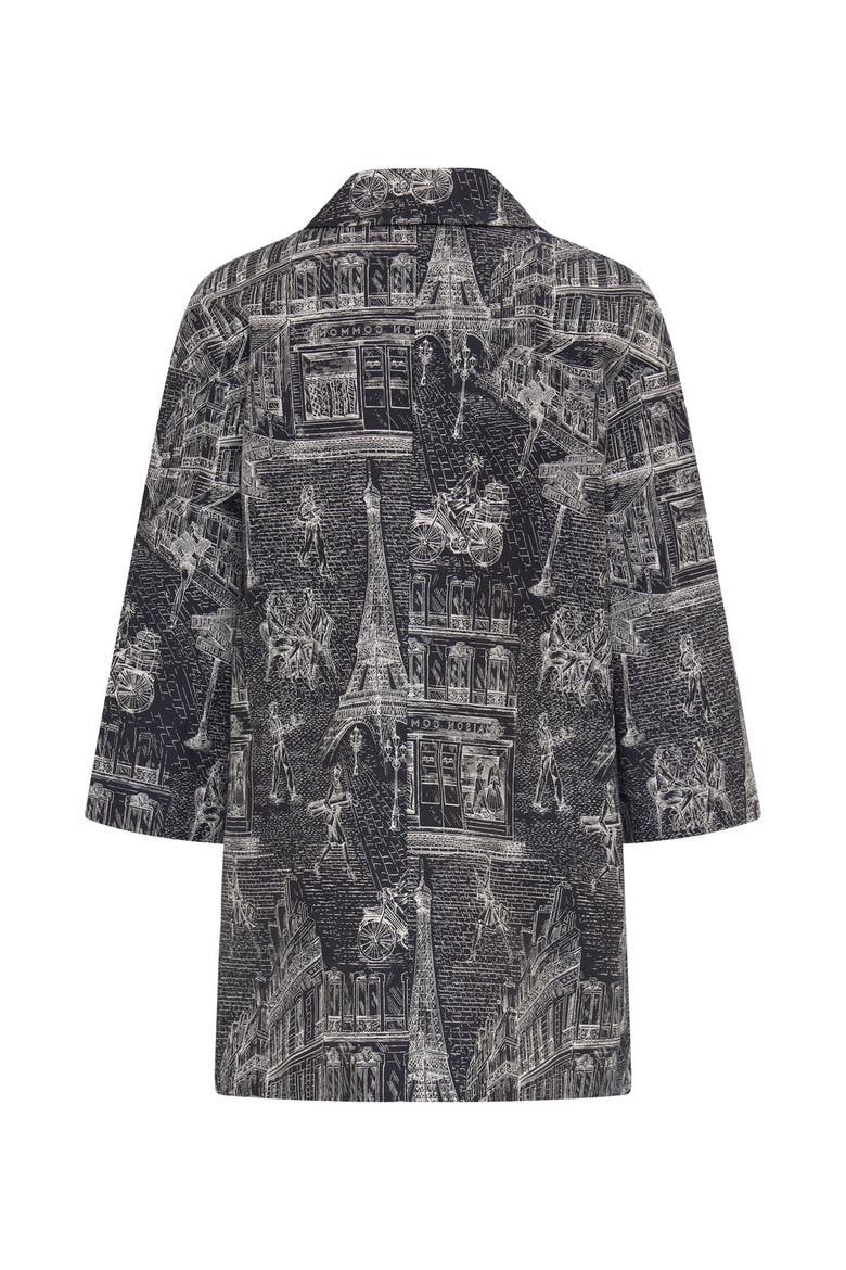 Long Jacquard Jacket With Bows, Alternate, color, Navy
