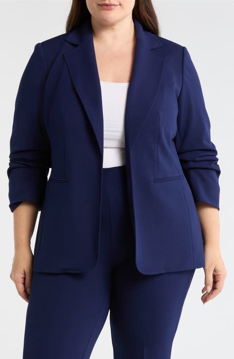 Scrunch Sleeve Open Jacket (Plus)