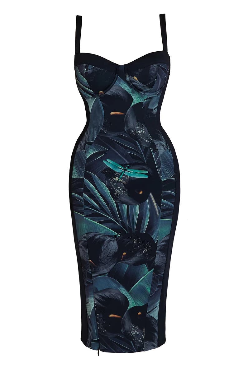 TA3 Mega Sculpting Seamed Midi Dress, Alternate, color, Frame Black Lily