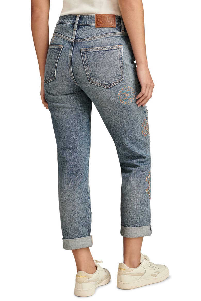 Embroidered Patch Detail Jeans, Alternate, color, ADORE ME WASH