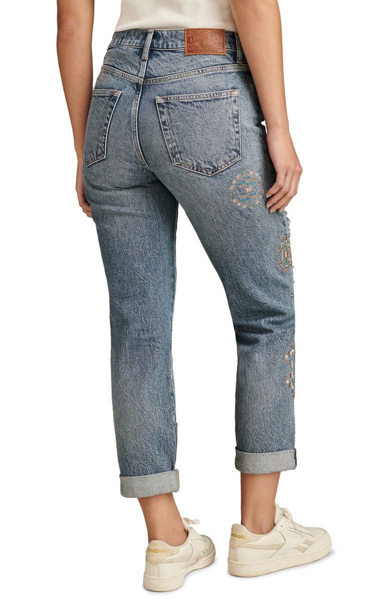 Lucky Brand Embroidered Patch Detail Jeans, Alternate, color, 