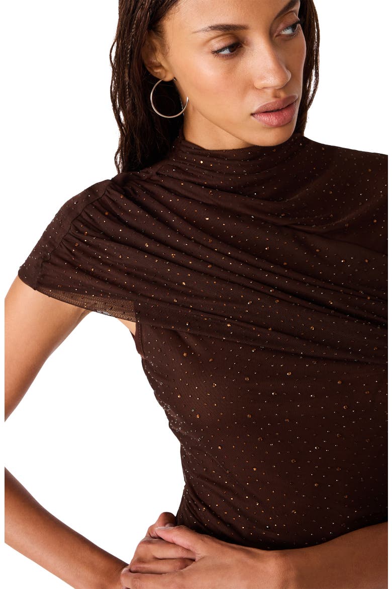 Evereth Embellished Drape Neck Top, Alternate, color, DARK TOFFEE