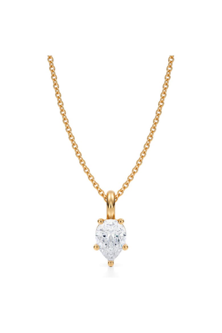 Pear Solitaire Lab Diamond Pendant Necklace 14K 0.75ct, Main, color, Yellow Gold