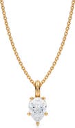 ALLUREZ Pear Solitaire Lab Diamond Pendant Necklace 14K 0.75ct