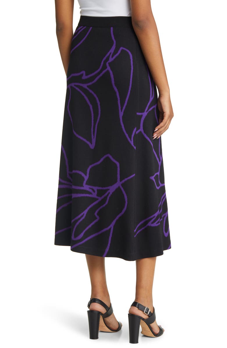 Ming Wang Abstract Floral Print A-Line Midi Skirt, Alternate, color, 