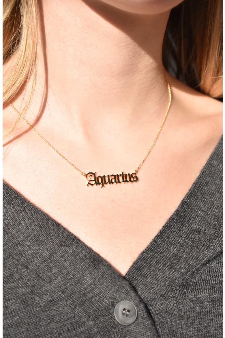 Zodiac Pendant Necklace, Alternate, color, GOLD - AQUARIUS