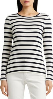 Lauren Ralph Lauren Stripe Cotton Long Sleeve Tee