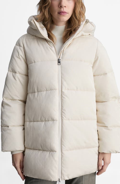 Shop Mango Quilted Hooded Puffer Coat In Ecru