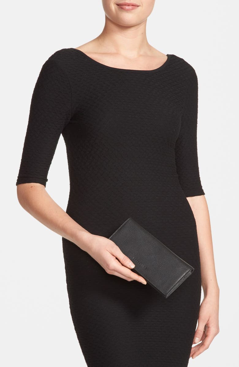 Longchamp Veau Foulonne Continental Wallet, Alternate, color, Black