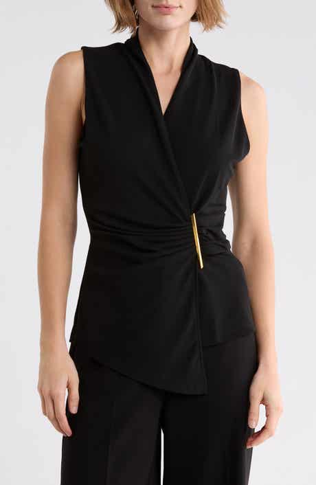 Hardware Accent Ruched Asymmetrical Tank