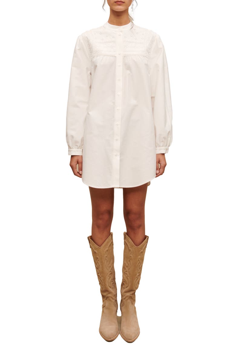 Rever Long Sleeve Shirtdress, Main, color, BLANC