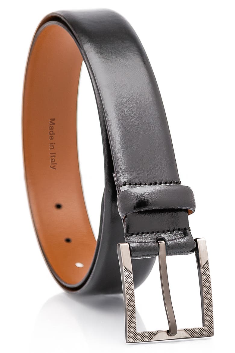 Solid Leather Belt, Main, color, BLACK