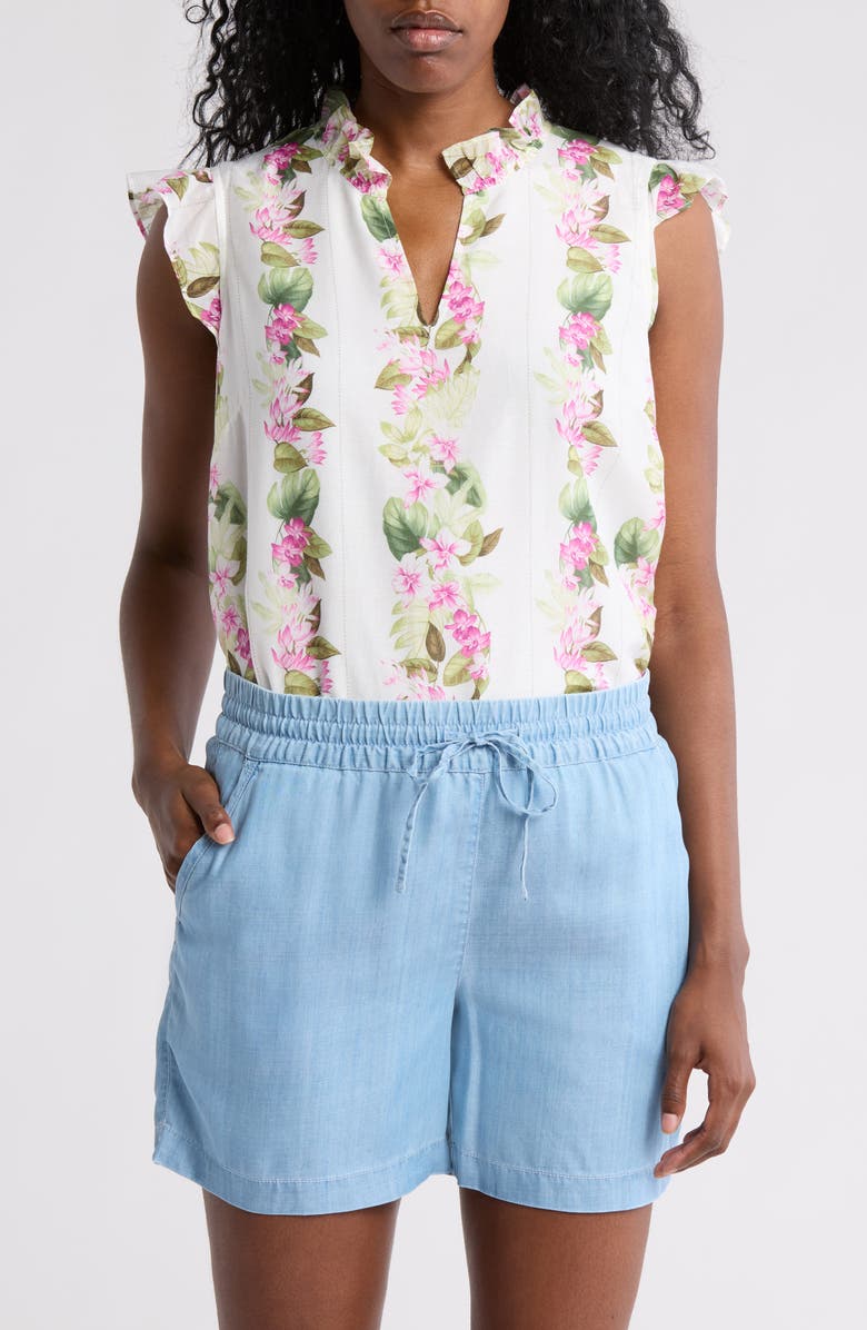Tommy Bahama Orchid Dreams Cotton & Silk Top, Main, color, Coconut