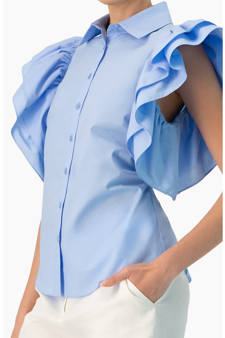 Solid Shirt with Ruffled Sleeves, Alternate, color, Light Blue