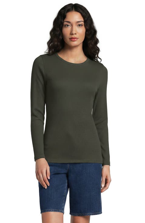 Petite Long Sleeve Micro Rib T-Shirt