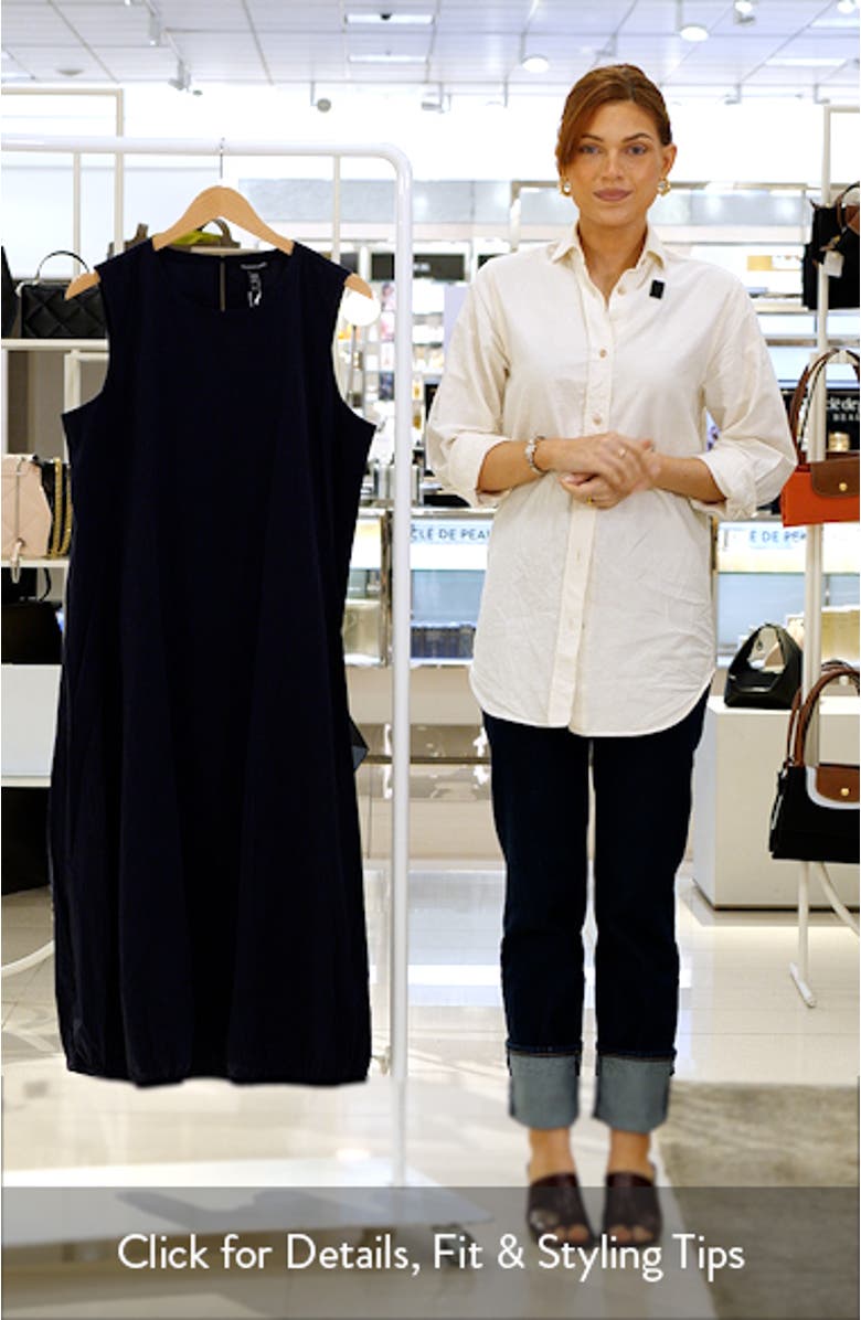 Sleeveless Stretch Organic Cotton Midi Lantern Dress