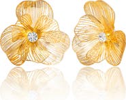 Jessica Simpson Textured Gold-Tone Petal Flower Stud Earrings