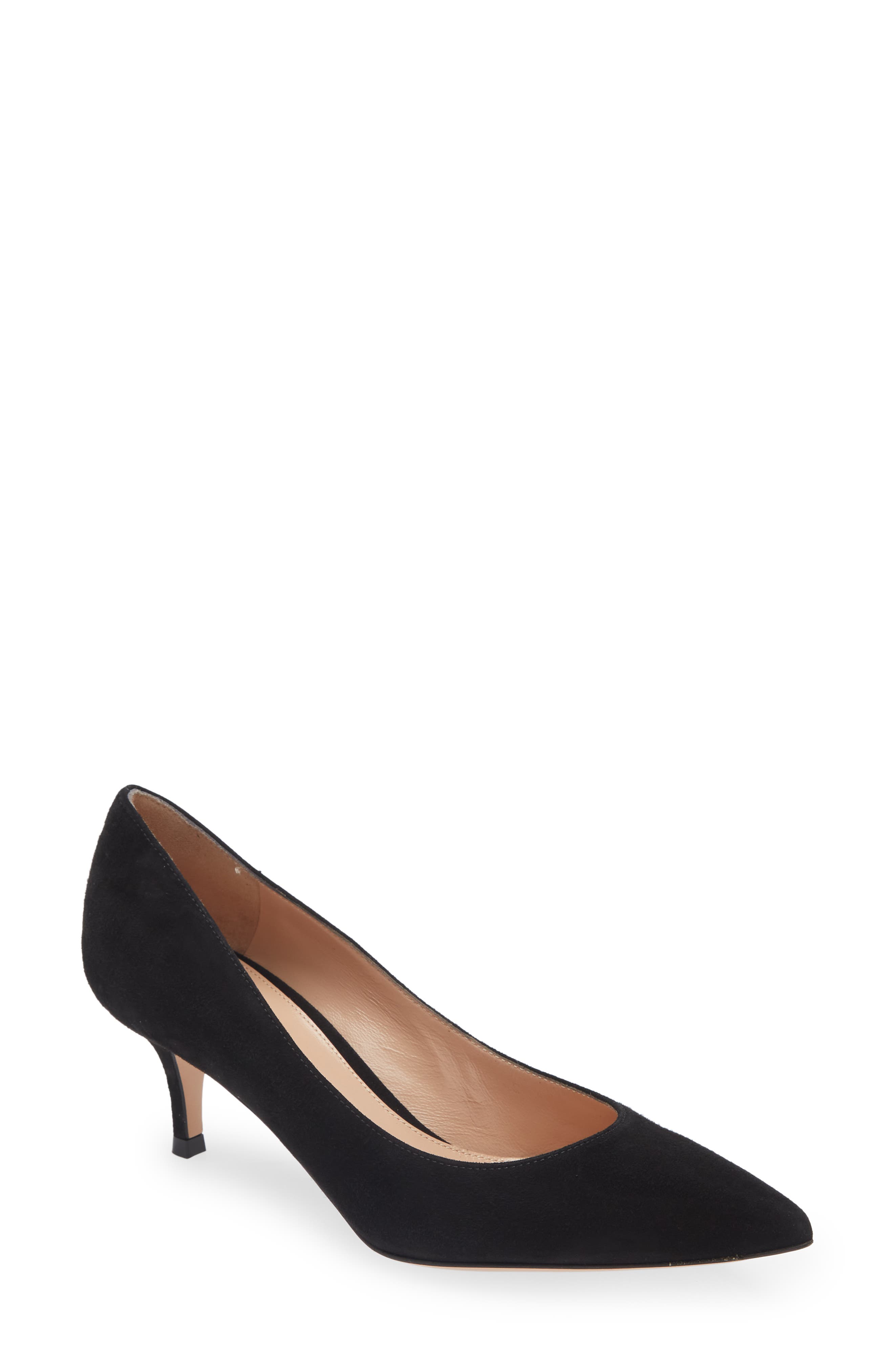 Gianvito Rossi Kitten Heel Pointed Toe Pump, Main, color, Black