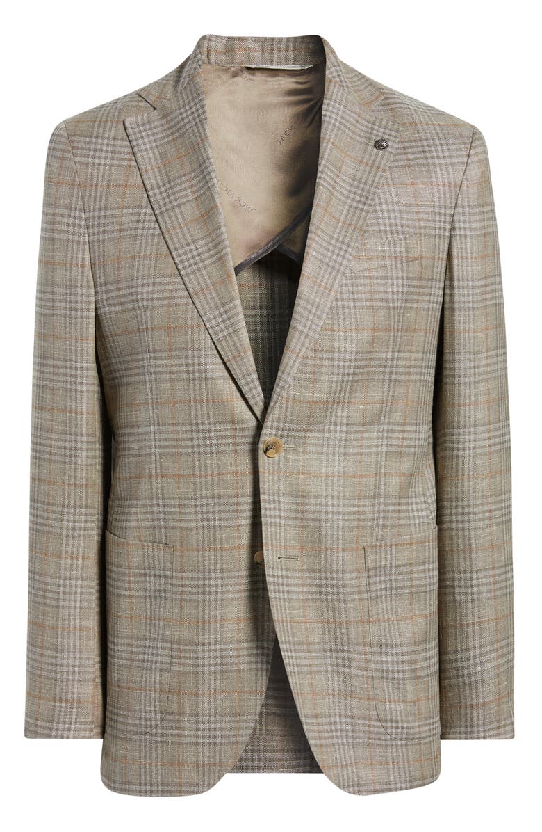 Jack Victor Hampton Tan Glen Check Knit Wool Sport Coat, Main, color, Tan