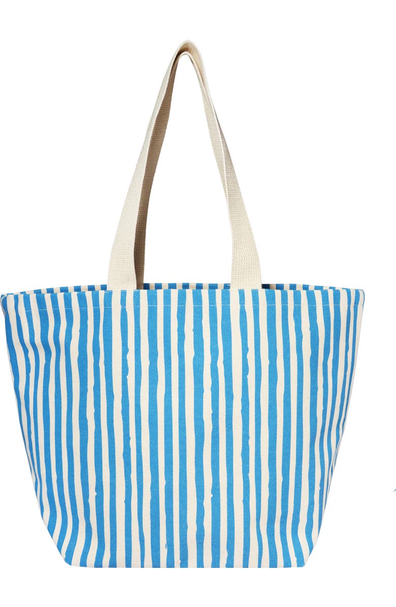 Dance Happy Stripes Wide Tote Bag, Main, color, Azure