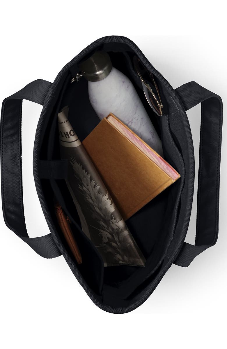 Lands' End Open Top Canvas Tote Bag, Alternate, color, Black/Black