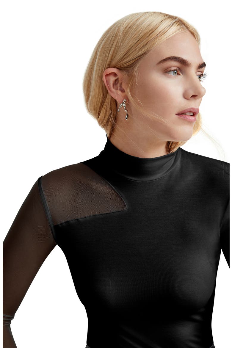 Ysabel Mesh Panel Jersey Top, Alternate, color, BLACK
