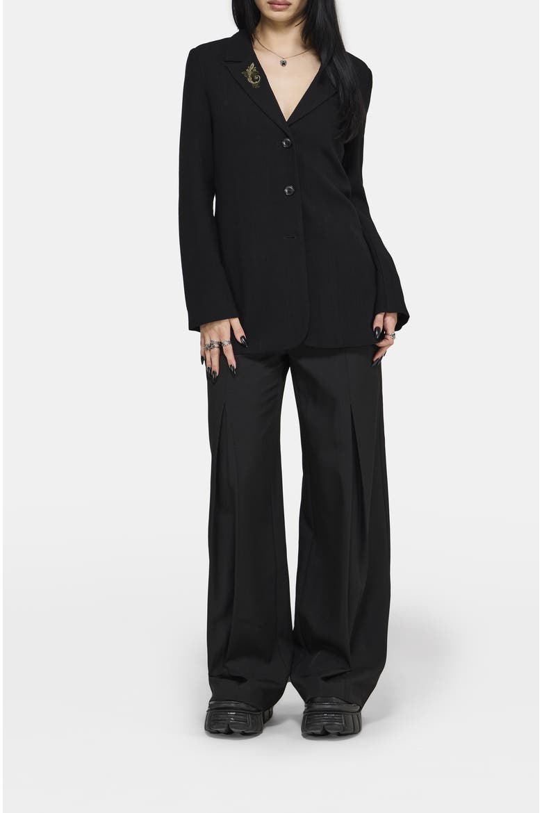 Ellis Embroidered Longline Blazer, Alternate, color, Black