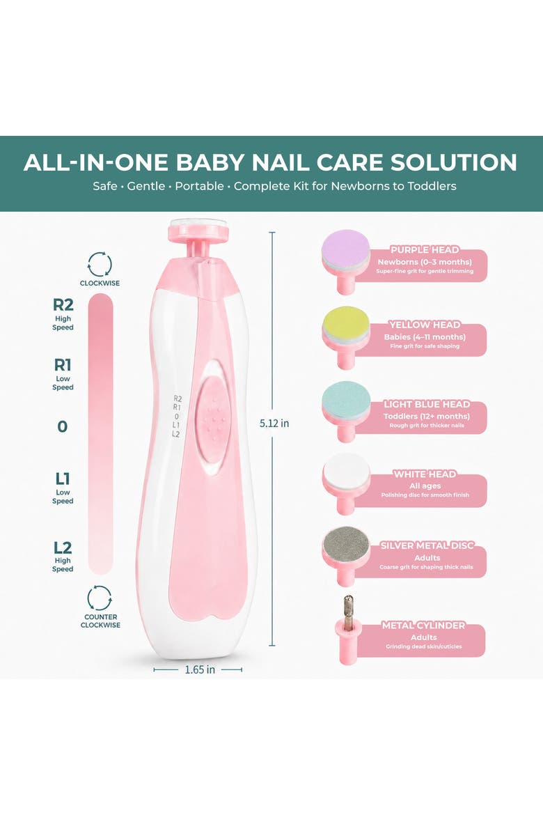 Electric Baby Nail Trimmer Gentle Care Kit, Alternate, color, Pink