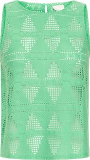 ICHI Open Stitch Sleeveless Top