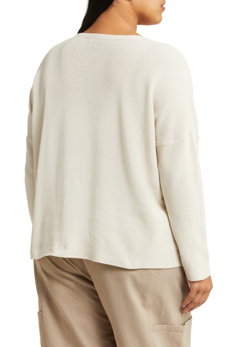 Organic Cotton V-Neck Sweater, Alternate, color, BONE