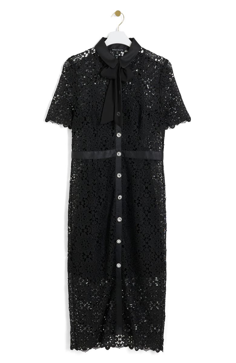 River Island Floral Lace Midi Dress, Alternate, color, Black