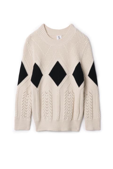Diamond Pointelle Long Sleeve Sweater (Toddler, Little Kid & Big Kid)