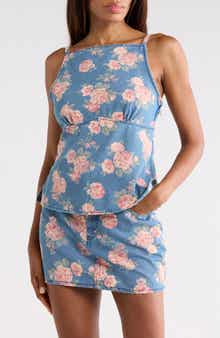 Vigoss Floral Printed Denim Tank